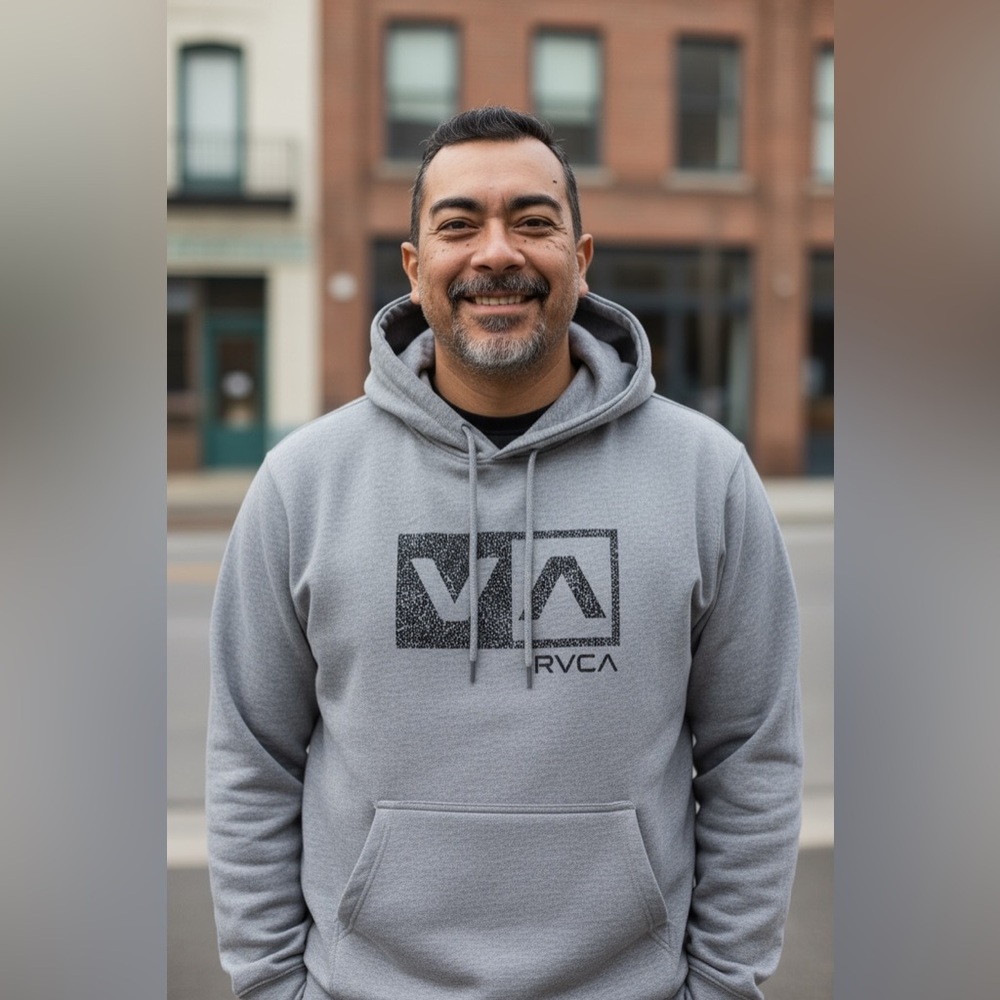 RVCA Logo Gray Men's Hoodie Size XL